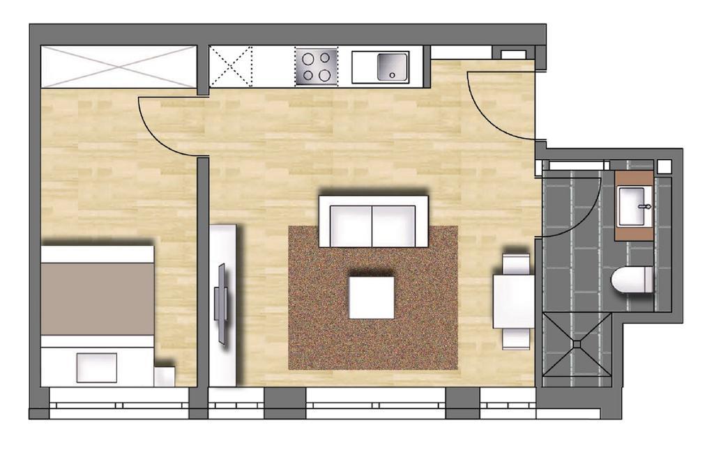 Standard Apartment mit 1 Schlafzimmer