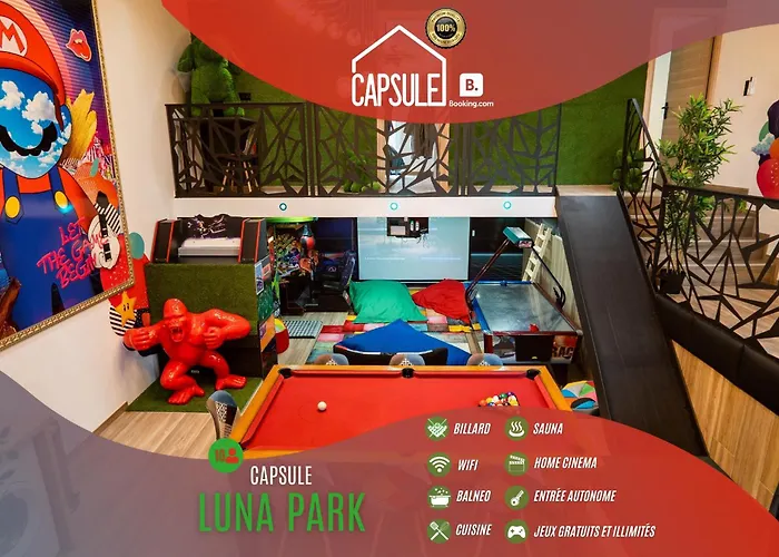 Capsule Luna Park - sauna - jeux d'arcade - jacuzzi - billard - Netflix