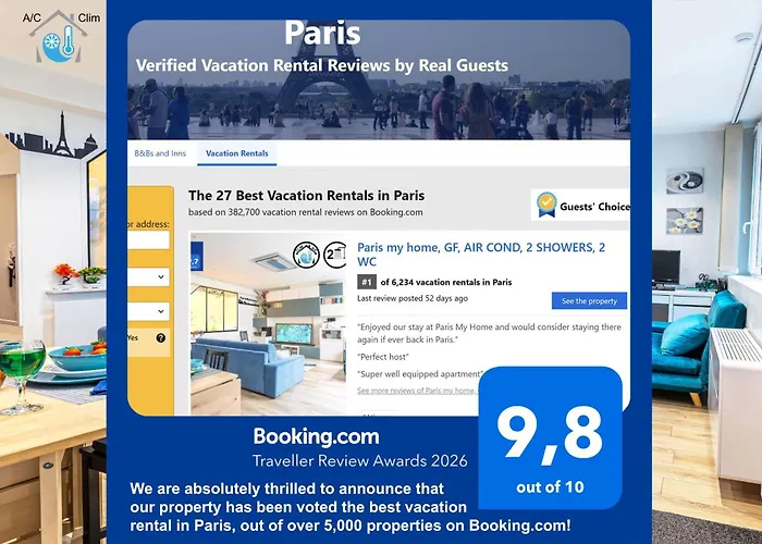 Location de vacances: Paris My Home, Gf, Air Cond, 2 Showers, 2 Wc